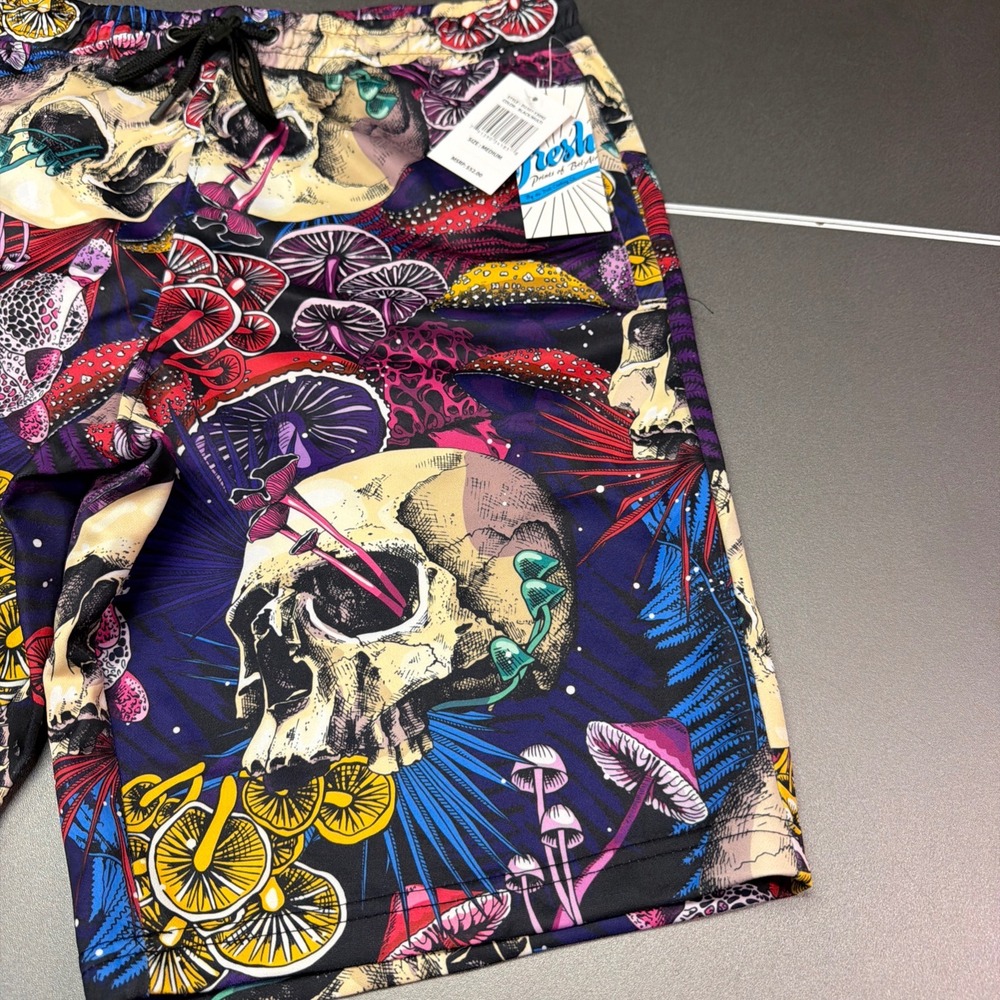 Drill Clothing Fresh Prints Psychedelic Skull Shorts Multicolor Size Medium NWT! - Picture 2 of 6